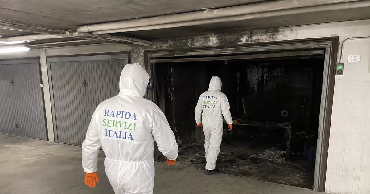 Pulizia post incendio in garage — Rapida Servizi Italia