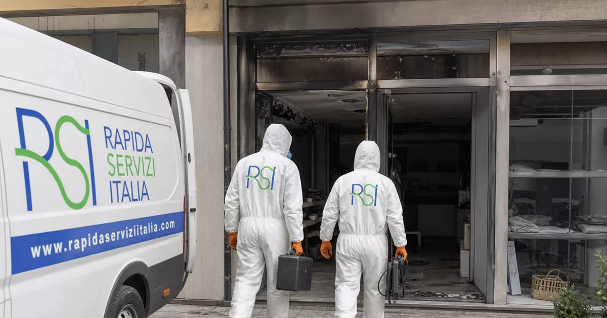 Pulizia post incendio in negozio — Rapida Servizi Italia