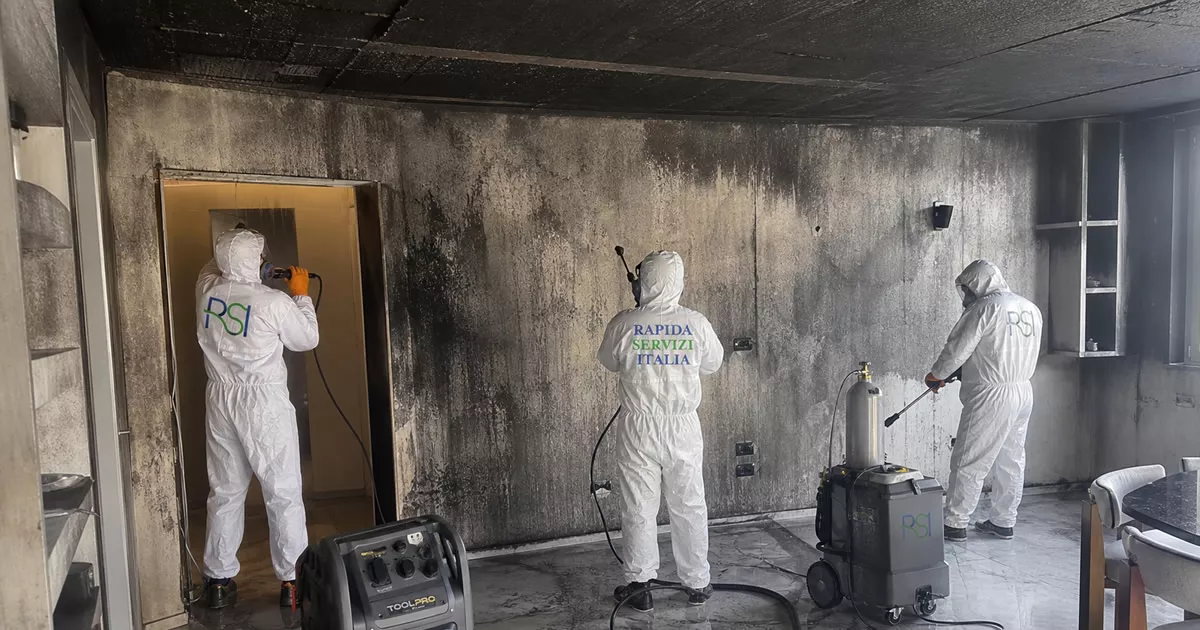 Pulizia post incendio a Crotone — Rapida Servizi Italia